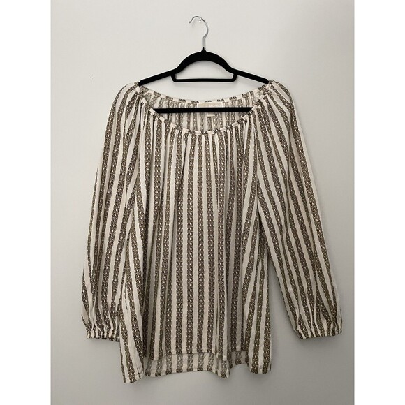 Michael Kors Blouse Career Woman Beige Gold 3/4 Sleeve Size L NWT Retail $64 - Picture 1 of 4